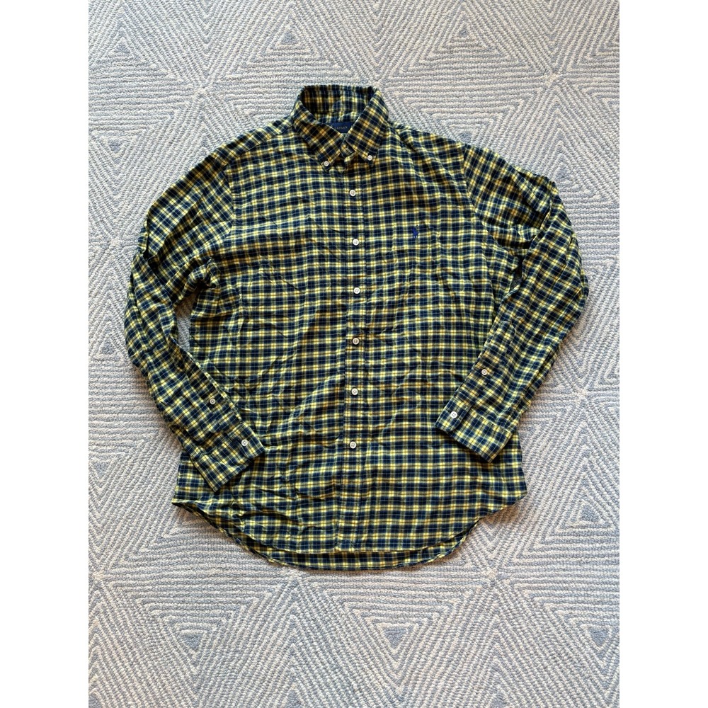 Ralph Lauren Long Sleeve Flannel Button Shirt - Yellow/Blue/Red‎ - Large